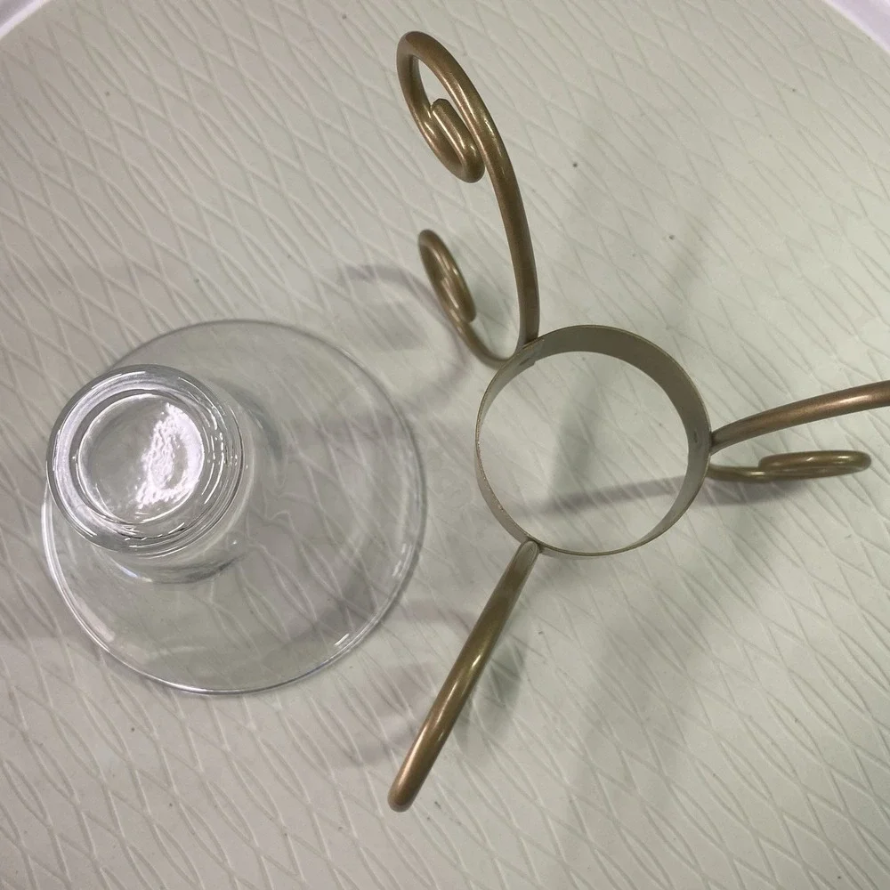 Vintage‎ Partylite Metal Gold Candle Holder 6" Tall 6"wide - Picture 7 of 8